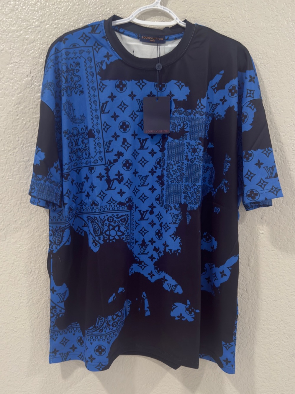 Louis Vuitton Black and Blue Monogram Patchwork Short-Sleeve Tee